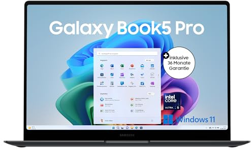 Samsung Galaxy Book5 Pro AI-Laptop, 16-Zoll-Display, AI-Notebook mit Intel Core Ultra 5 Prozessor, 16 GB RAM, 512 GB Speicher, Copilot+ PC, Moonstone Gray, 3 Jahre Herstellergarantie