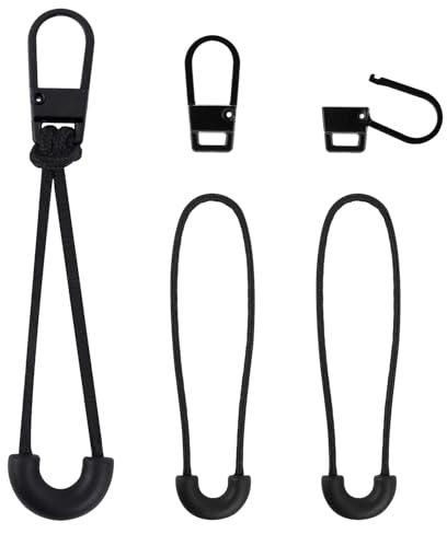 3pzs Tirador Cremallera Repuesto, Desmontable Lengüeta Cremallera Metal Manija Reparación con 3 Extensor de Cordón Fijador Reparación Cabezal Cremallera para Chaqueta Ropa Mochila (Negro)