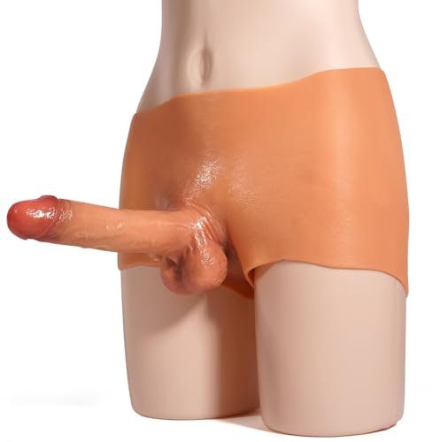 CUPIDO TOYS Pantaloncino Strapon in Silicone, Slip Mutanda con Pene Realistico, Dildo Indossabile Donna o Uomo, Strap on in Silicone Pantaloncini con pene