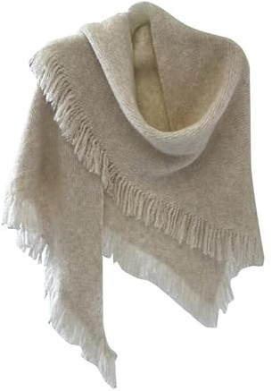 YsRoad Pañuelo Triangular Mujer – Chal con Flecos – Bufanda Oversize Imitación Cachemira – Poncho de Invierno Cálido y Elegante 185x60cm Blanco Beige Caqui Gris Azul Café Burdeos