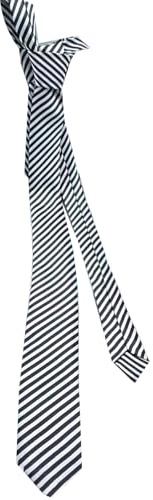 YIZITU Cravates noires polyvalentes à rayures pour uniformes scolaires pour filles - Accessoires réglables pour l'école - Look preepy - Cravates pour femme, Noir et blanc fin, taille unique