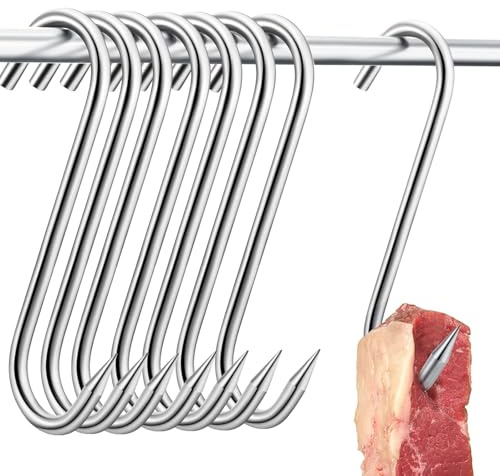 LIUYIDM Gancio per carne a S 50 Pezzi Ganci da Macellaio in Acciaio Inox 15 cm Ganci da Cucina Inox Capacità di Carico Massima 15kg Ganci per Affumicatura per Appendere Carne, Barbecue, Cucina
