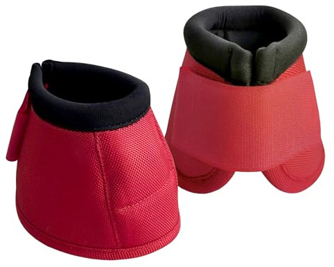 Gallopoff Lot de 2 cloches à sabots pour chevaux - Amortissantes et sans frottement - En néoprène - Cloches de protection souples avec fermeture - Pour l'entraînement et le pâturage - Rouge - Taille M