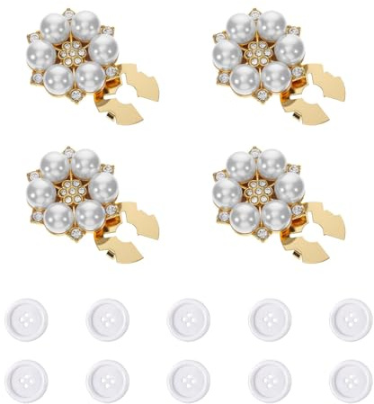 SYEYCW 4 Piezas Cubierta de Botones de Diamantes de Imitación, 10 Botones, Botón de Puño de Cristal de Perlas Doradas, Desmontables, para Vestidos, Trajes, Camisas, Boda