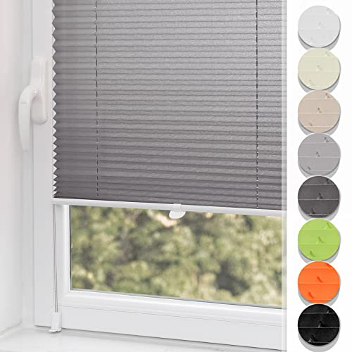 Buseu Plissee Klemmfix ohne Bohren 40x150cm Anthrazit Plisseerollo | Sonnenschutz für Fenster & Tür, Fensterrollo, Blickdicht, Sichtschutz für Wohnzimmer, Modernes Rollo - einfache Montage