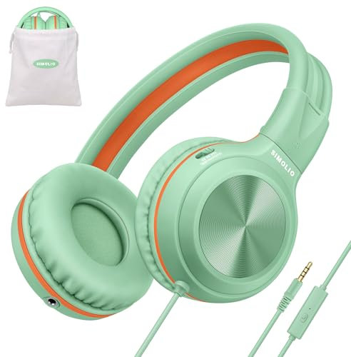 SIMOLIO Casque Filaire avec Microphone et Volume Limité à 85/94/104dB, Casque Léger et Pliable avec Port de Partage, étui de Transport et Prise 3,5 mm pour Ordinateurs, école, Enfants, Adolescents