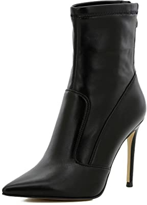 QUEEN HELENA K2014 Stiefeletten mit Stiletto-Absatz, lässig, elegant, spitz, mit Reißverschluss für Damen, K2014 Schwarz PU, 37 EU