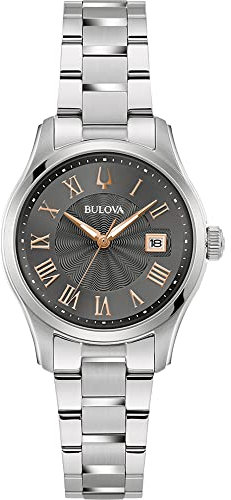 Bulova Damen Analog Quarz Uhr mit Edelstahl Armband 96M164
