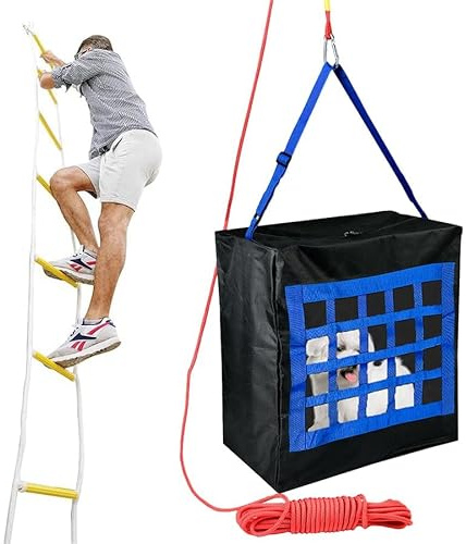 Fire Emergency Set - Rope Ladder & Fire Escape Bag for Whole Family incl. Pets up to 50 LB - Rescue Ladder 13ft and Fire Evacuation Bag - Safety Equipment - Evacuation Bags for Dogs or Cats (Medium)