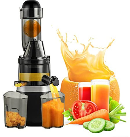 CRBUDY Exprimidor eléctrico de barrena de 45 RPM, Extractor de Jugo de Frutas y Verduras, exprimidor Profesional de masticación Lenta, Jugo de extracto de Alto Rendimiento para Frutas y v