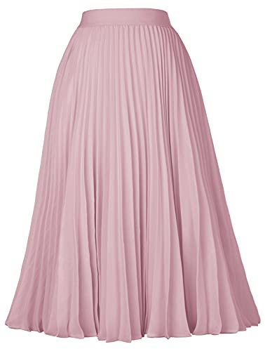 GRACE KARIN chiffongkjol för kvinnor med hög elastisk midja, midi-swing A-linje, Cl2473-16/rosa/lila, M