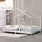 DELUKE® Kinderbett 120x200 cm Mila - mit Lattenrost, Rausfallschutz | Hausbett Kinder Haus Bett Kinderzimmer Bodenbett Einzelbett Kinder Bett Klein Kinderbett Montessori Bett | Weiß