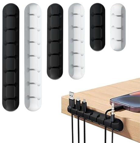 SULIUDAJI Clips Câble Organisateur Bureau, Lot de 6 Support de Câble, Organisateur de Cordon, Gestion des Cables, Câble Rangement pour USB Câbles de Chargeur/Souris/Écouteur/PC