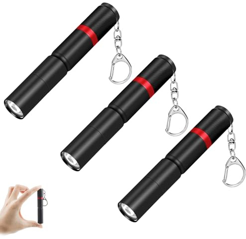 Hilngav 3 Pack Small Mini LED Keychain Flashlight, Single Mode AAA Battery Flashlights Portable Bulk EDC (Everyday Carry) Pen Flash Light, Key Chain Pen Flashlights for Work, Emergency, Pocket