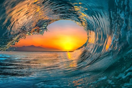 Puzzle pour adultes 1000 pièces Surf Puzzle Coucher de soleil Vagues de l'océan Surf Voyage Plage Plage Paradis tropical Famille Amusant Difficile Vacances Cadeau