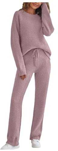 Conjunto de Pijama para Mujer Invierno Manga Larga cálido cómodo Holgado Dormir Noche