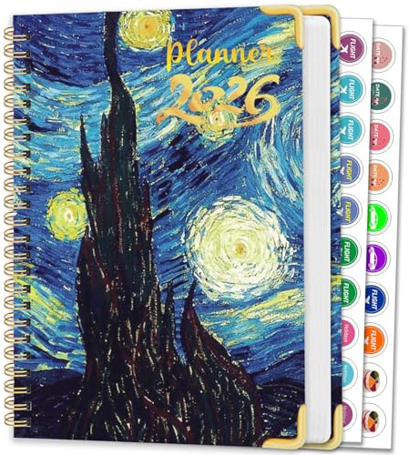 AEYAKA Agenda Calendario 2026 – Planificador Semanal y Mensual de Tapa Dura 15,8×21,7 cm, Diseño Floral, con Separadores, Notas y Pegatinas, Diario de Productividad para Oficina, Estudio y Hogar A261