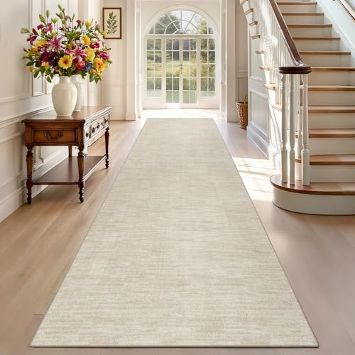 TEHWDAIYOU Alfombras de Pasillo Larga 70 x 300 cm Alfombra Corredor Antideslizante Alfombras de área Lavable Alfombra Pasillo Alfombra Cocina Lavable Alfombra Entrada Beige
