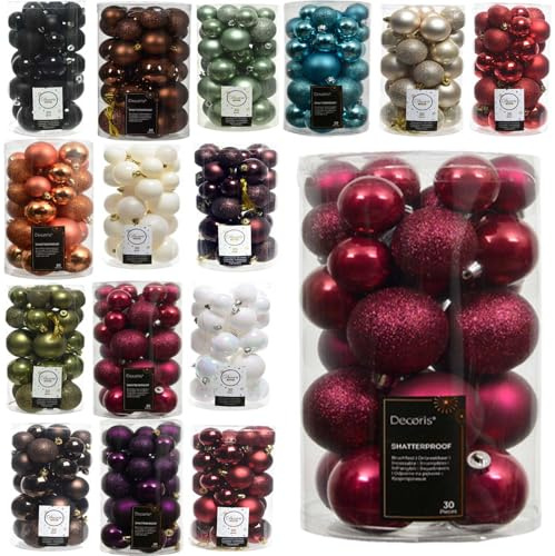 LS-LebenStil 30 Weihnachtskugel Pink Festive 4cm 5cm 6cm Christbaumkugeln Baumkugel Deko-Kugel Kunststoff bruchsicher bruchfest Weihnachtsdeko