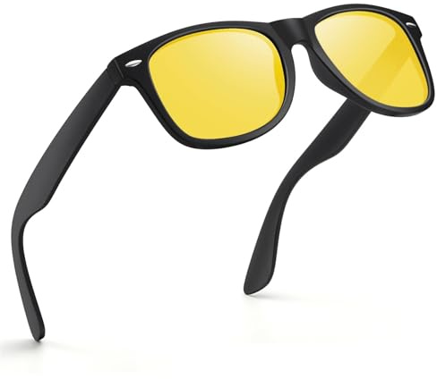 wearPro Lunettes Conduite de Nuit Polarisées Lunette Vision Nocturne Pour Hommes et Femmes Ultralégères Rétro Jaune Anti-Éblouissement Unisexes Lunette de Nuit