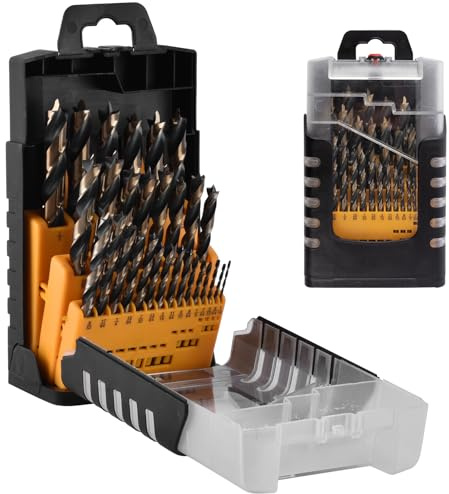 29Pcs Brad Point Wood Drill Bit Set: HSS Drill Bit Set with Double Flutes Design for Carpenter Woodworking for Hardwood, Plywood, All Types of Wood with Index Storage Case (1/16 - 1/2)