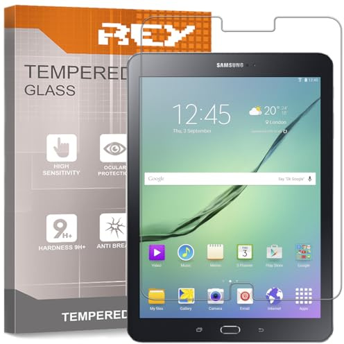 REY Pack 2X Pellicola salvaschermo per Samsung Galaxy Tab S2 9,7, Pellicole salvaschermo Vetro Temperato 9H+, di qualità Premium Tablet