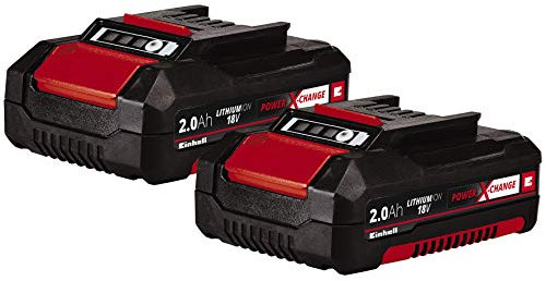 Original Einhell Akku PXC-Twinpack 2,0 Ah Power X-Change (Li-Ion, 18 V, 2 St. 2,0 Ah-Akkus, universell für alle PXC-Geräte, proaktives Batteriemanagement, angepasste Ladezyklen)