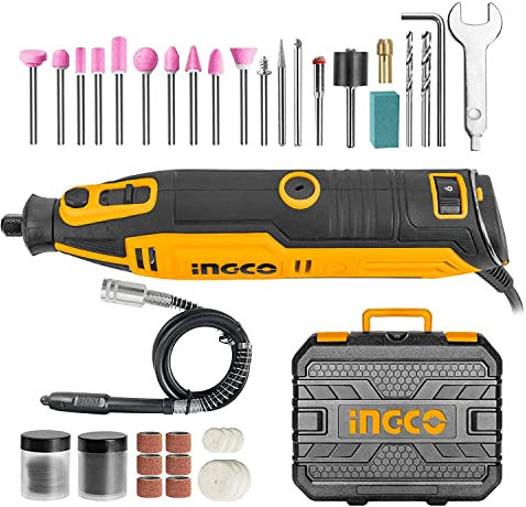 INGCO Smerigliatrice Multifunzione a Stelo 130W + 52 accessori