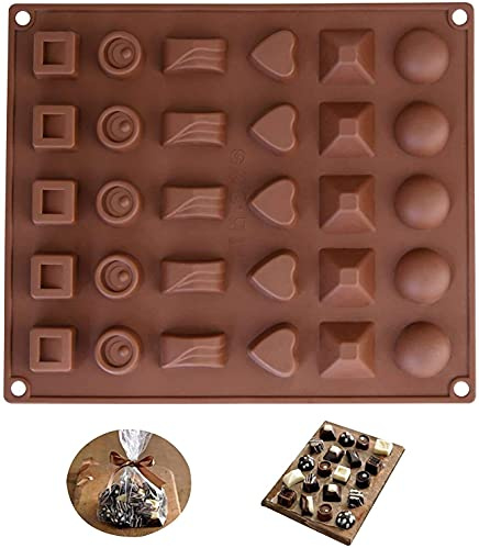 Selecto Bake chokladform med 30 hål, non-stick matkvalitet silikon choklad godis gelé form, livsmedelsklassad silikonchokladgodisgeléform, Choklad, Gelé, Pudding, Kamel, Efterrätt,tvål
