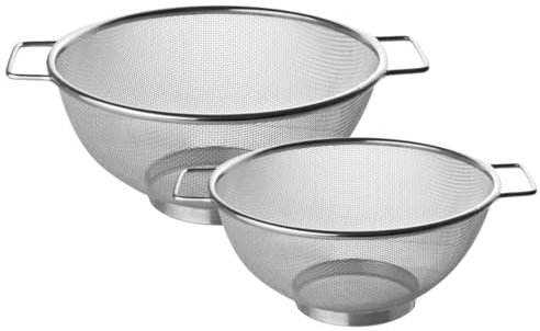 Fackelmann 9983650 Set de 2 passoires INOX, passoires Chinois, Tamis, Chinois, Acier Inoxydable, Argent, Diamètres 20 cm et 26 cm