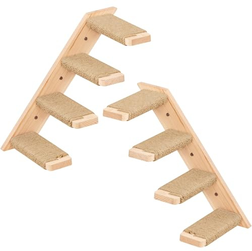 Cat Climbing Stair Shelf, Wall Mounted Reversible Ladder 2PCS 4 Steps