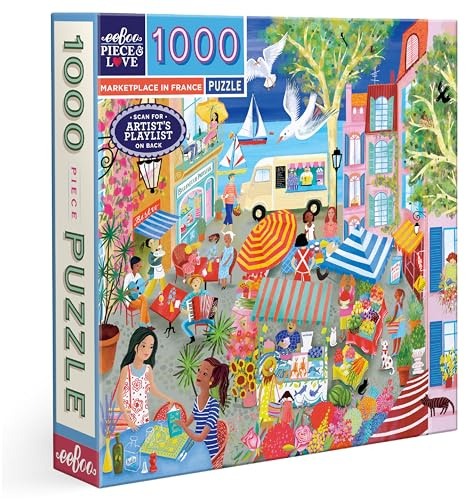 eeBoo Piece and Love Marketplace in France 1000 piece square adult Jigsaw Puzzle