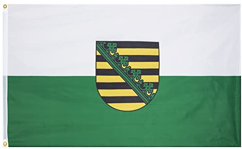 MUWO Flagga 16 tyska förbundsländer + Mallorca 90 x 150 cm, dubbelsidig trädgårdsflagga, väderbeständig fanflagga, polyester landsflagga Tyskland, med metallöljetter (Sachsen)