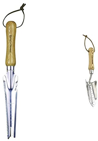 Kent & Stowe Multifunktionsunkrautjäter & Pflanzkelle – Handschaufel aus Edelstahl zum Pflanzen und Umtopfen, Blumen-Kelle mit Griff aus Eschenholz, Länge: 32,5 cm