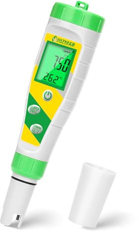 UIUZMAR Medidor de pH y Sal Piscina Salina, Test de Salinidad para Piscinas, Pantalla Digital 5 en 1, Medidor de pH TDS EC Salinidad Temperatura Para Piscina, Hidropónico, Acuario, Agua Potable, Spa