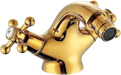 Rubinetti, Rubinetti Bidet Oro, Miscelatore Bidet Lavabo Oro Doppia Maniglia Rubinetti Ottone Rubinetti Bagno