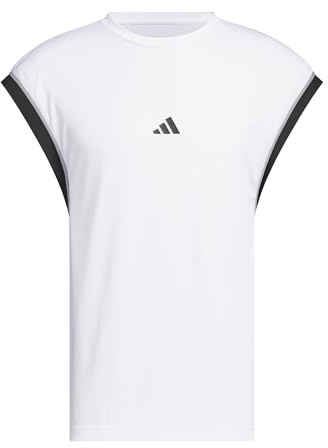 adidas Herren Basketball All World Sleeveless Tank, White/Black, M