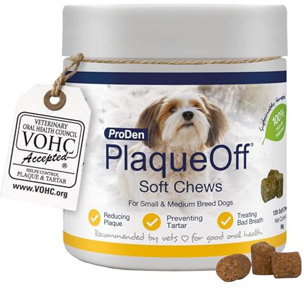 ProDen PlaqueOff 120 Soft Chews | Natural Plaque, Tartar & Bad Breath Remover for Small or Medium Dogs | Works Systemically Not by Abrasion or Chewing