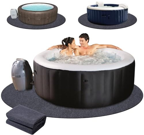 ALYCLIP Runde aufblasbare Whirlpool-Matte, 254 cm Durchmesser, saugfähige Bodenschutzmatte für Spa-Pools, Bodenschutzmatte – wasserdichte, rutschfeste Unterseite zum Schutz des Whirlpools vor
