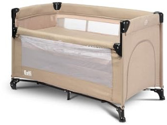 CARETERO Esti Cuna de Viaje con colchón 120x60 cm - Cuna de Viaje Plegable para bebés de hasta 15 kg - Desde el Nacimiento hasta los 4 años - Incluye Bolsa de Transporte - Marrón