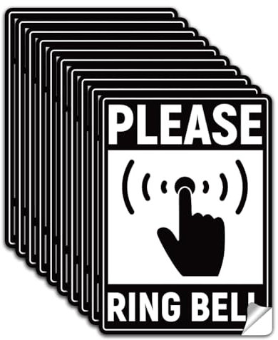 WADORN 10Pcs Please DoorRing Bell Sign Sticker, PVC Waterproof Please DoorRing Bell Warning Stickers Decal for Office Business Home Self Adhesive Sign for Indoor Outdoor, 5.1x7.1 Inch