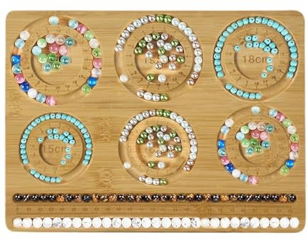 Pärlbricka i trä – pärlbräda i trä för armbandshantverk, smyckeshantverkstavla | armbandsdesignbricka, träpärlbräda för smyckestillverkning, designbräda med markerade mått och mått