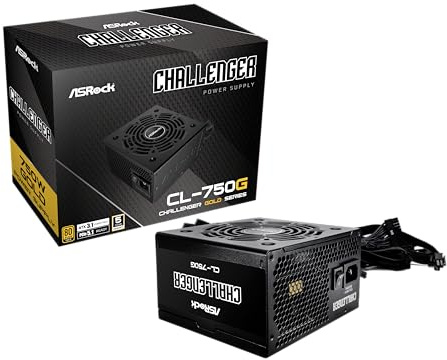 Power Supply ASROCK CL-750G, PSU, 750W, 80 Plus Gold, 120mm, Active PFC, PCI-E 5.1 (12+4pin) x1, PCI-E (6+2 pin) x4, SATA (5 pin) x4