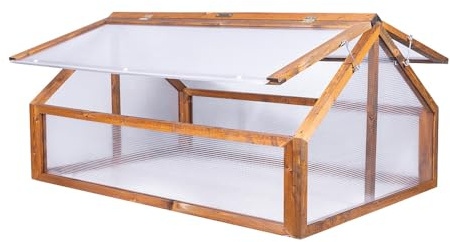 Greenspot – tidig rabatttopp – miniväxthus – 120 x 80 x 60 cm L x B x H, av trä och plast – för trädgård, tidig bädd, hög bädd – för örter, grönsaker, blommor – timber rosenbrun