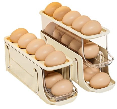3 Capas Hueveras Para Frigorífico, Portahuevos Rodante Automático Para Refrigerador Hueveras Para Frigorífico Ahorro De Espacio Dispensador De Huevos, Gran Capacidad Extraíble