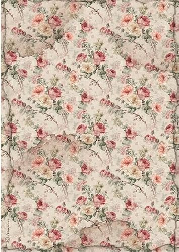 Stamperia A4 Rice Paper for Decoupage - House of Roses - Fabric