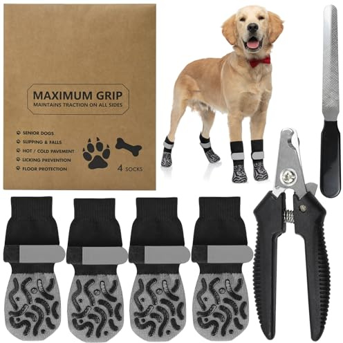 2 Calcetines Perro Antideslizantes Calcetines Perros heridas Calcetines Antideslizantes Perro Ajustables para heridas Protector Patas Mayores(M)