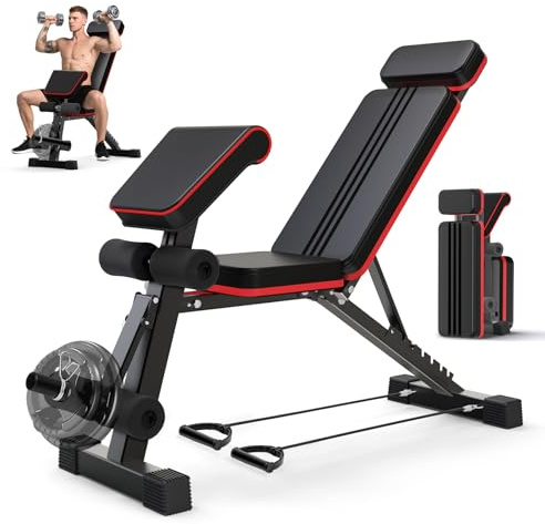 SOFTHOM Banco de pesas multifuncional de 400 kg para entrenamiento de cuerpo entero, estirador de piernas y almohadilla de curl, respaldo ajustable en 7 posiciones, extensión de espalda, silla romana