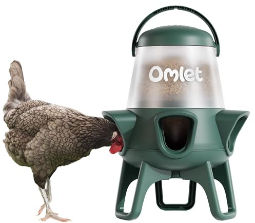 Omlet Comedero de pollo sin residuos para gallinero | Comedero de aves de corral antiderrames de 5 kg con 5 puertos de alimentación | Alimenta a 6 gallinas durante 7 días | Colgado o de pie |