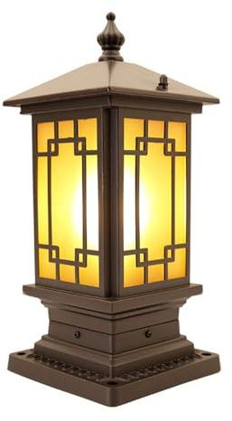 YGZPALH Lampada Da Colonna Vintage Marrone, Lanterna Ad Alta Tensione Cablata, Lampada Da Colonna 110-240 V (lampadina E26), Luce Da Giardino In Alluminio Pressofuso, IP54 Impermeabile Per Giardino